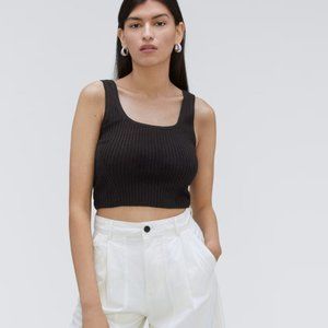 Everlane Cotton-Merino Cami - Black Ribbed Cropped Tank - XS
